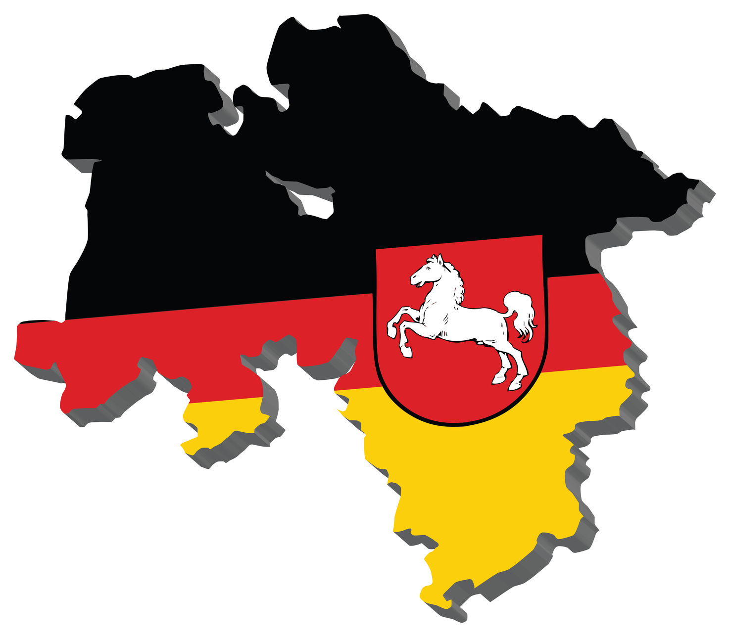 Karte Niedersachsen in Schwarz-Rot-Gold; Detektiv Niedersachsen, Privatdetektiv Niedersachsen, Detektei Niedersachsen